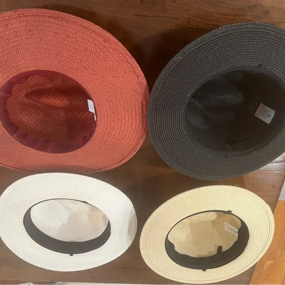 Women's Panama Straw Hat Set - Black, Cream, White, Brown - Picture 2 of 2